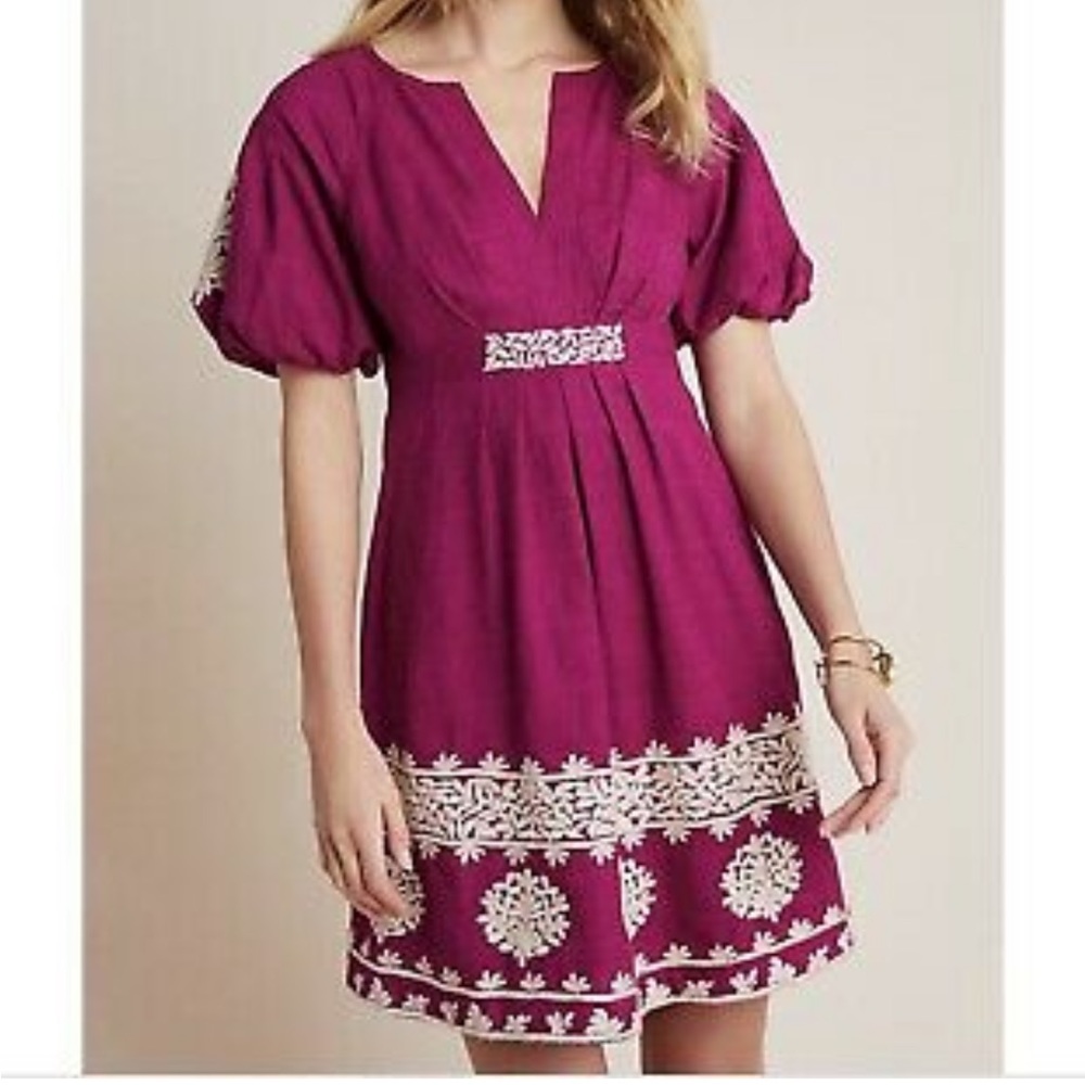 Anthropologie orla embroidered mini dress